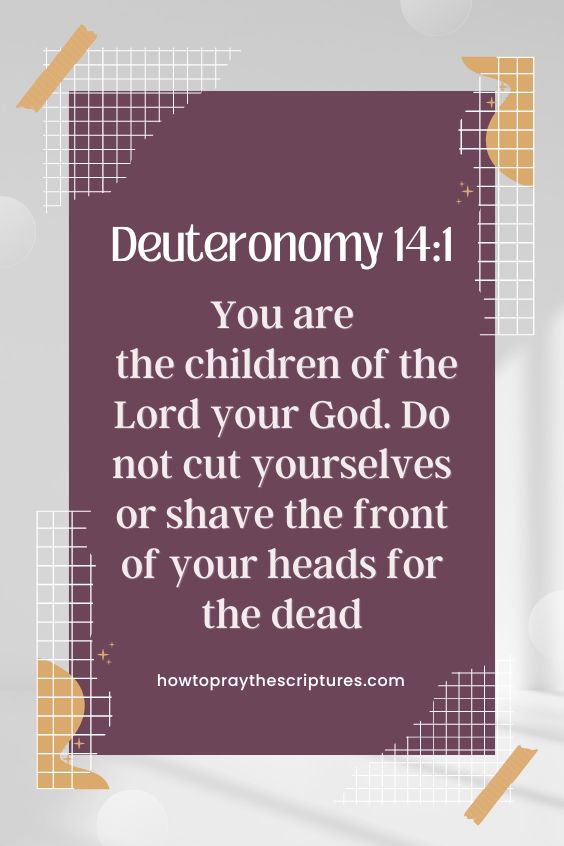 Deuteronomy 14:1- You are the children of the Lord your God. Do not cut yourselves or shave the front of your heads for the dead,