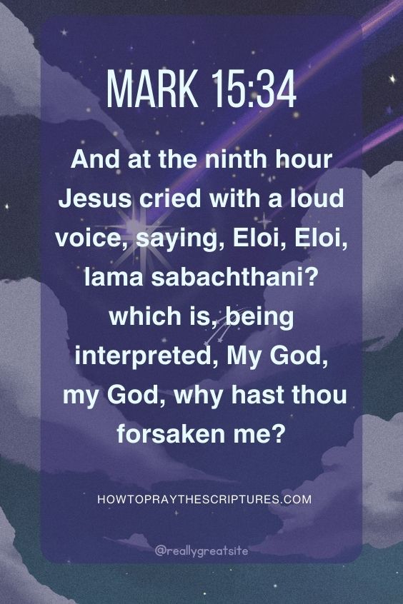  And at the ninth hour Jesus cried with a loud voice, saying, Eloi, Eloi, lama sabachthani? which is, being interpreted, My God, my God, why hast thou forsaken me? Mark 15:34
