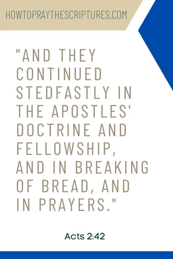 And they continued stedfastly in the apostles' doctrine and fellowship, and in breaking of bread, and in prayers. Acts 2:42