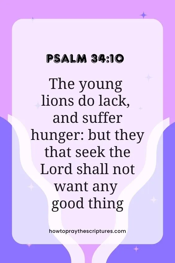 The young lions do lack, and suffer hunger: but they that seek the LORD shall not want any good thing. Psalm 34:10