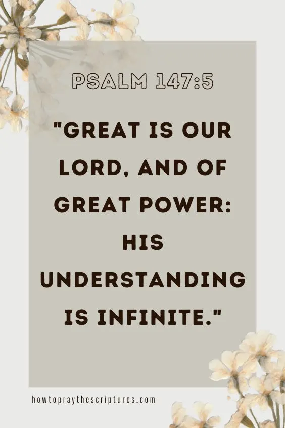Great is our Lord, and of great power: his understanding is infinite. Psalm 147:5