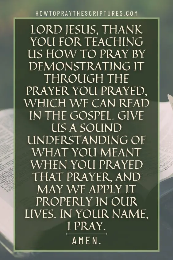 Lord Jesus, thank You for teaching us how to pray by demonstrating it through the prayer You prayed, which we can read in the Gospel. Give us a sound <a href=