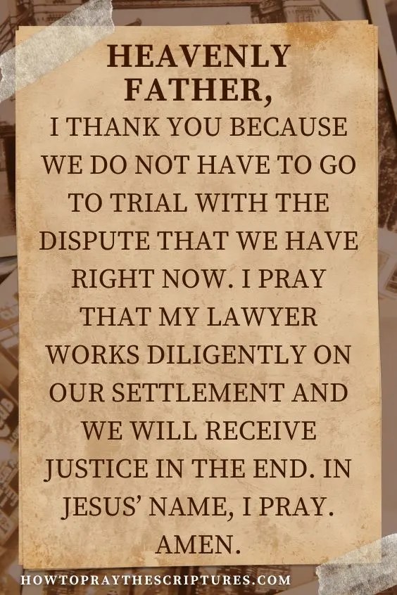 Heavenly Father, I thank You because we do not have to go to trial with the dispute that we have right now. I <a href=