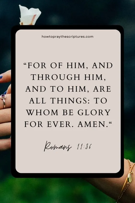 For of him, and through him, and to him, are all things: to whom be glory for ever. Amen. Romans 11:36