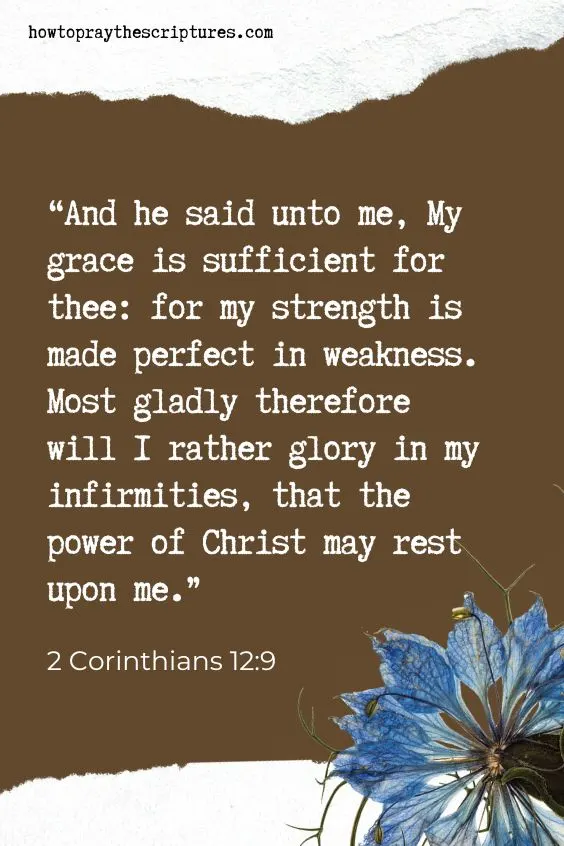 And he said unto me, My grace is sufficient for thee: for my strength is made perfect in weakness. Most gladly therefore will I rather glory in my infirmities, that the power of Christ may rest upon me. 2 Corinthians 12:9