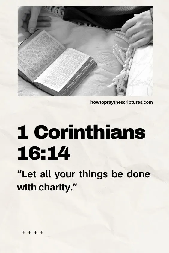 Let all your things be done with charity. 1 Corinthians 16:14