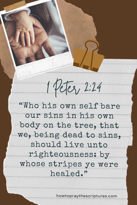 Who his own self bare our sins in his own body on the tree, that we, being dead to sins, should live unto righteousness: by whose stripes ye were healed. 1 Pet. 2:24