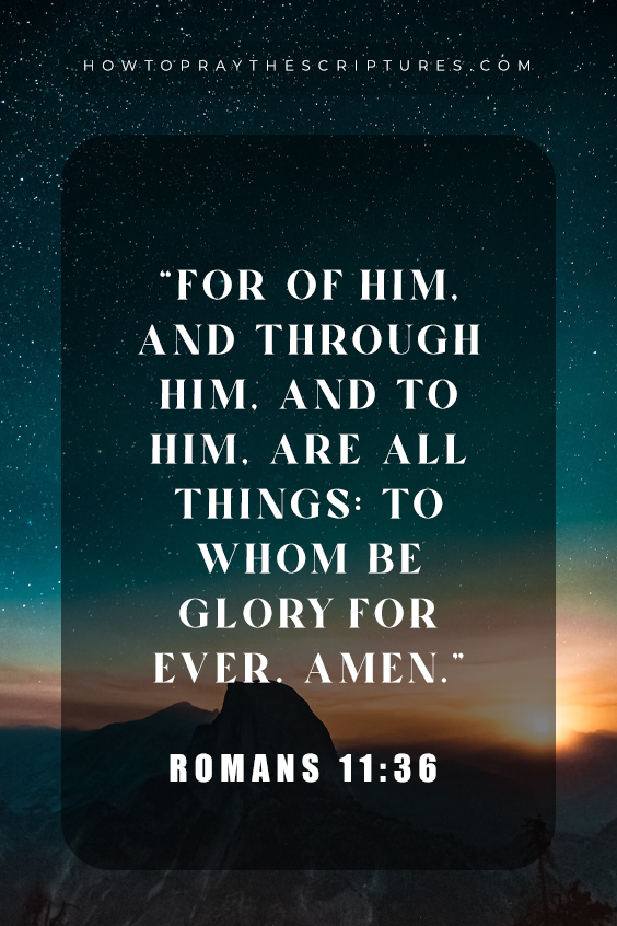 Romans 11:36 For of him, and through him, and to him, are all things: to whom be glory for ever. Amen.
