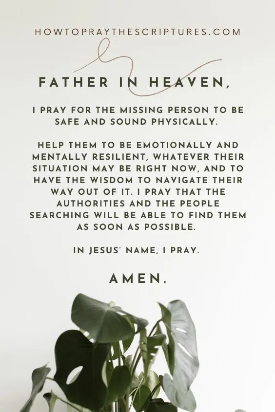 A Good Prayer for Someone Missing