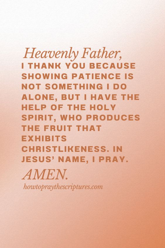 Heavenly Father, I thank You because showing patience is not something I do alone, but I have the help of the Holy Spi