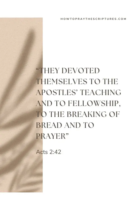 hey devoted themselves to the apostles&rsquo; teaching and to fellowship, to the breaking of bread and to prayer