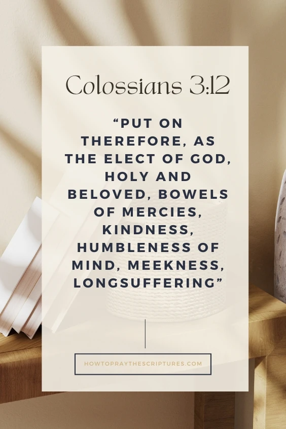 Put on therefore, as the elect of God, holy and beloved, bowels of mercies, kindness, humbleness of mind, meekness, longsuffering;