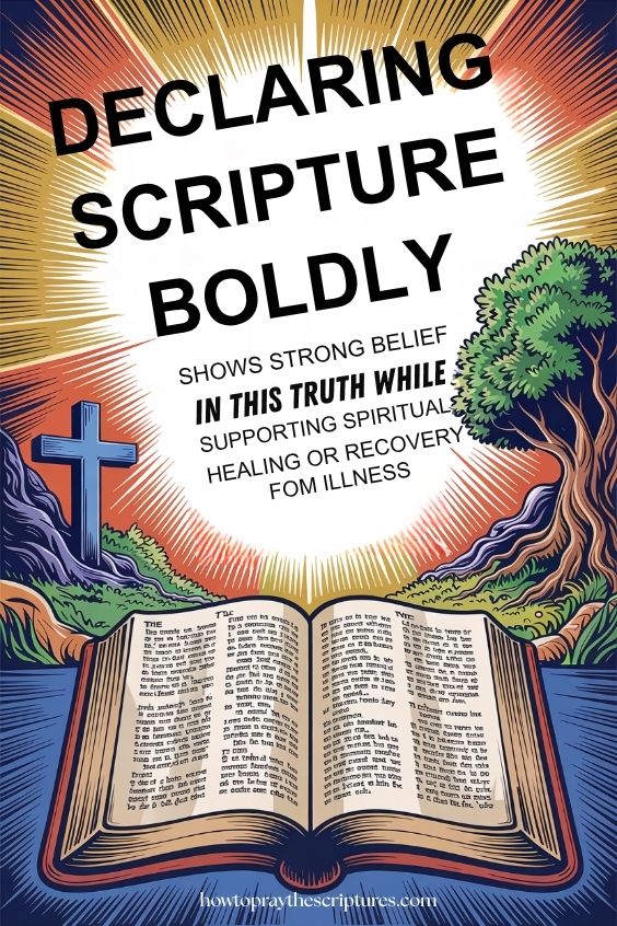 Declaring scripture boldly shows strong belief in this truth while supporting spiritual healing or recovery from illness. 